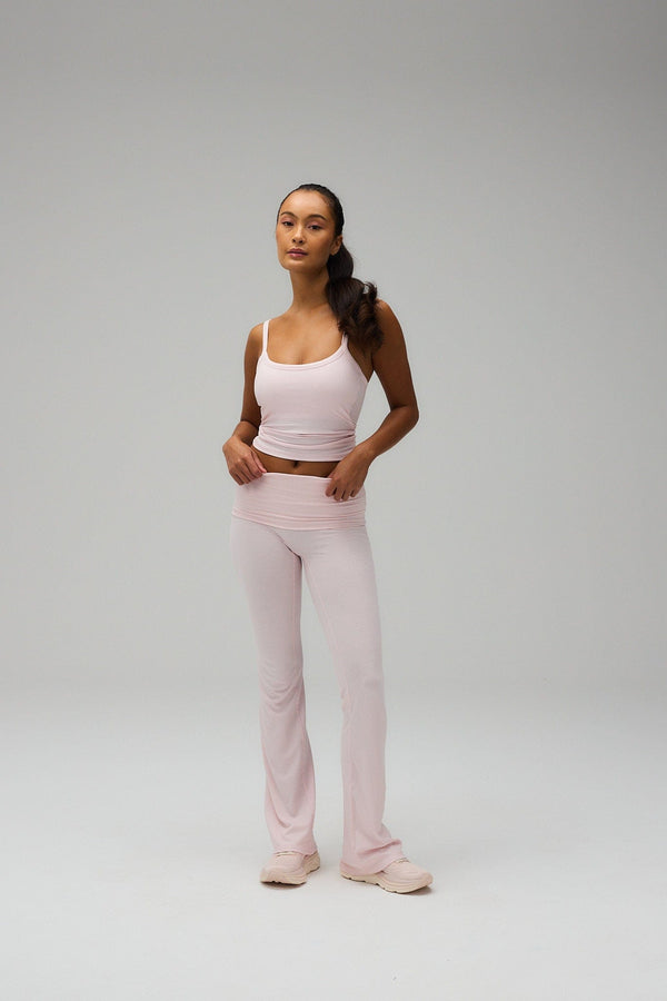 Blossom Rib Fold Pants - Soft Pink