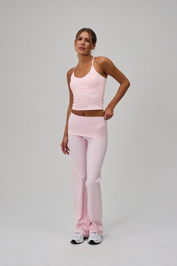 Blossom Fold Flare Pants - Soft Pink