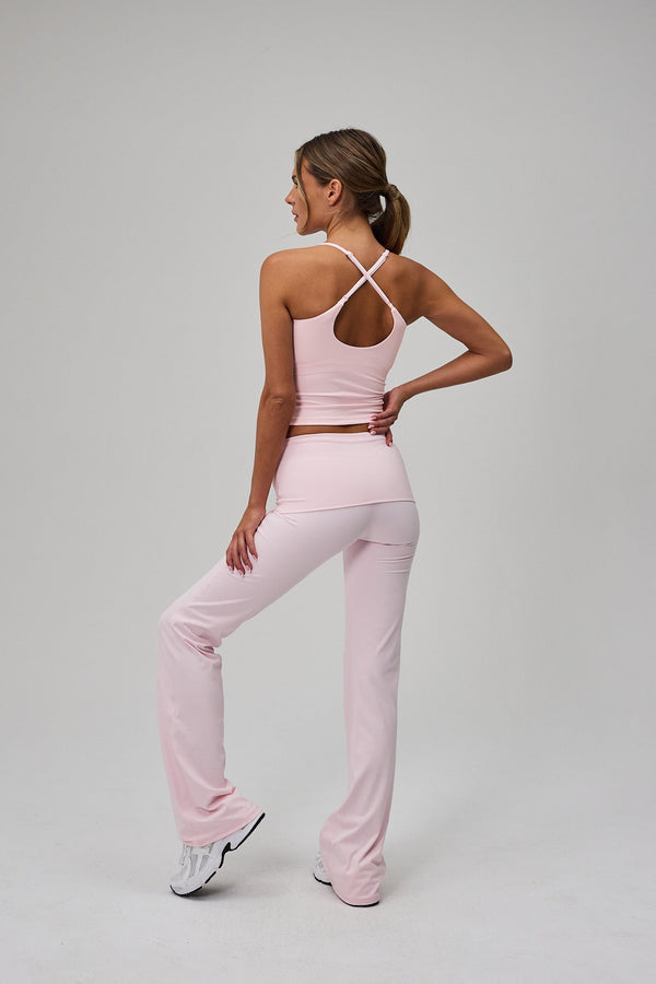 Blossom Fold Flare Pants - Soft Pink